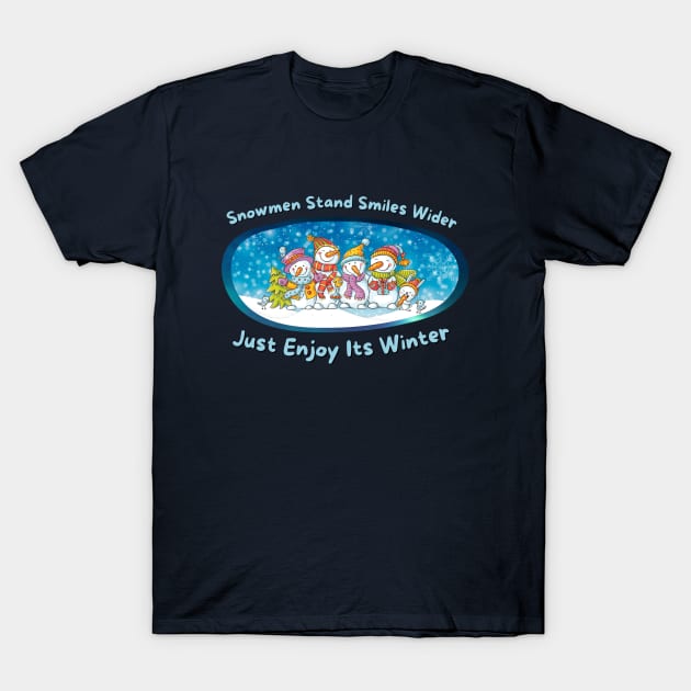 Winter's Grinning Snowmen: Enjoy the Season T-Shirt by DaShirtXpert